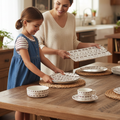 Mud Cloth Print Dinner Set – Service for 4 + Bone China Tray | Bold West African Pattern, Dishwasher Safe, Supports Ghana Cocoa Academy