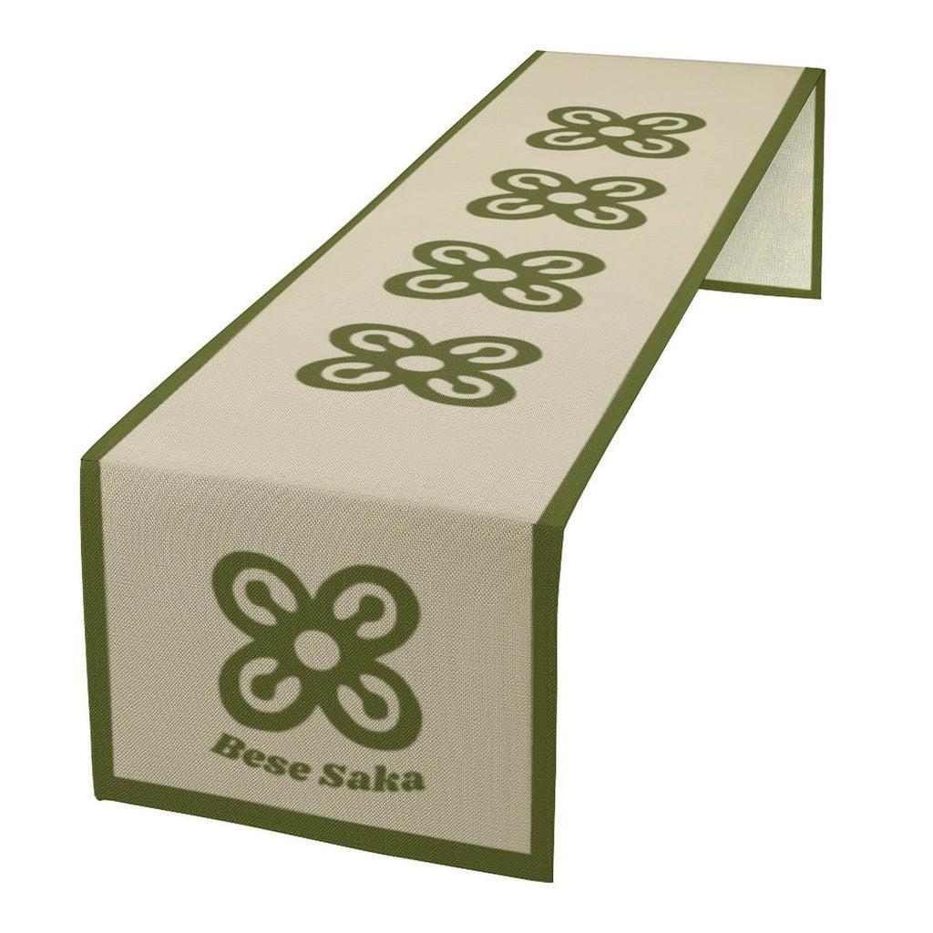 Bese Saka Linen Table Runner – 184x34 cm | Adinkra Symbol of Abundance & Unity | Soft, Durable, Machine Washable
