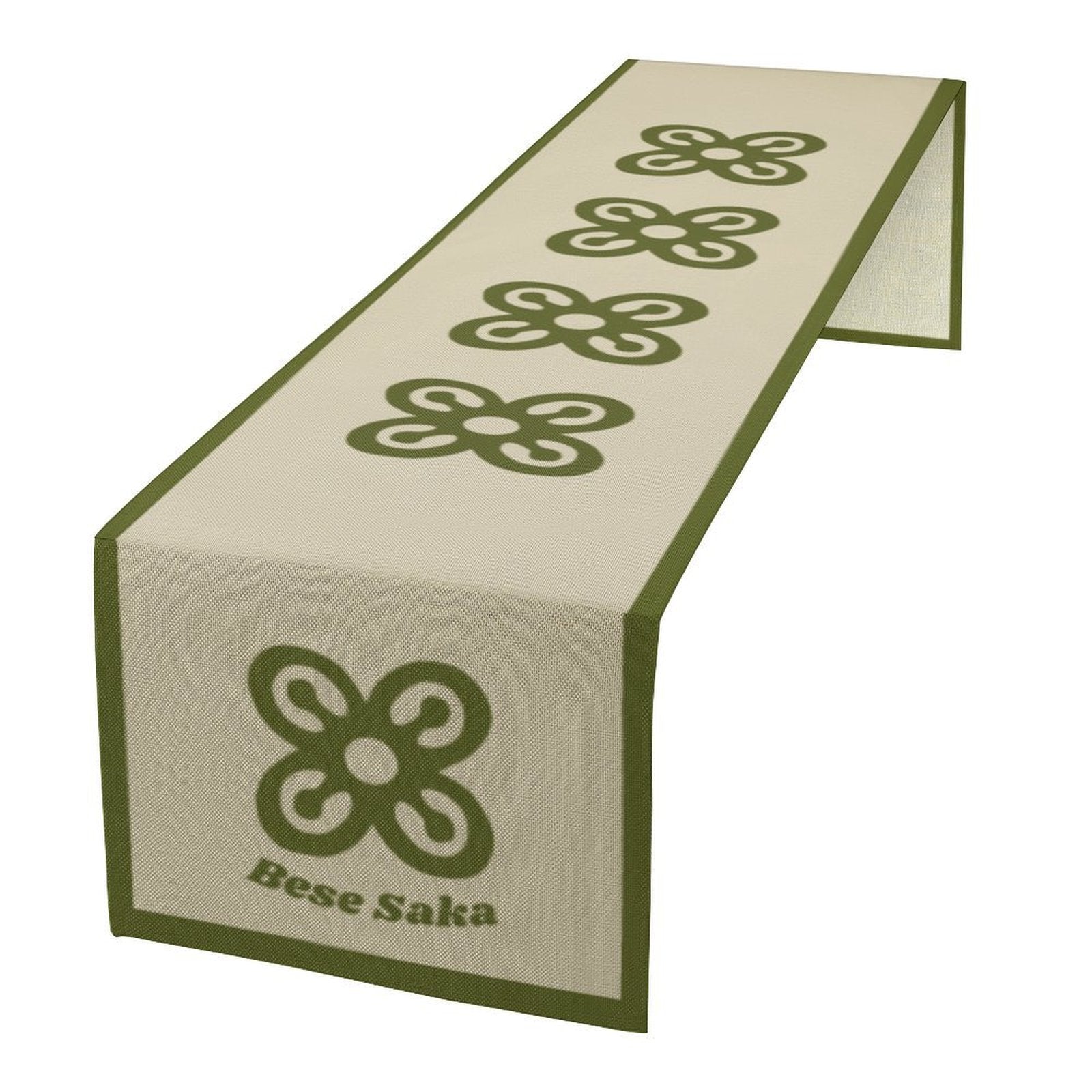 Bese Saka Linen Table Runner – 184x34 cm | Adinkra Symbol of Abundance & Unity | Soft, Durable, Machine Washable