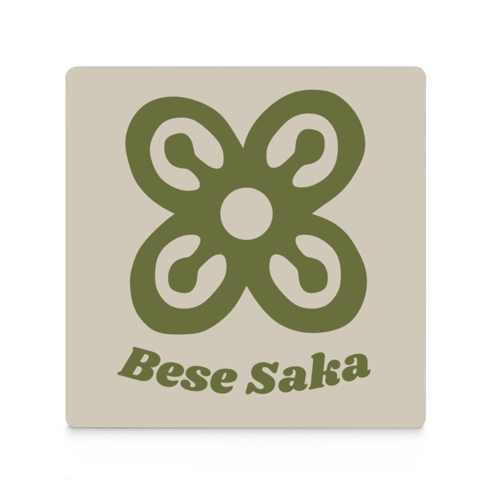 Bese Saka Coasters – Set of 4 or 6 | Ceramic with Cork Backing, Non-Slip, UV Print, 9.4 cm Square (Abundance Symbol)