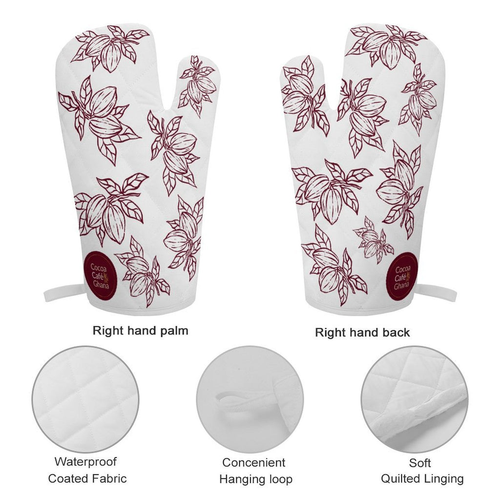 Cocoa Cafe Signature Collection – Oven Mitt & Pot Holder Set | 100% Polyester, Heat-Resistant, Built-in Loop, Regular Siz