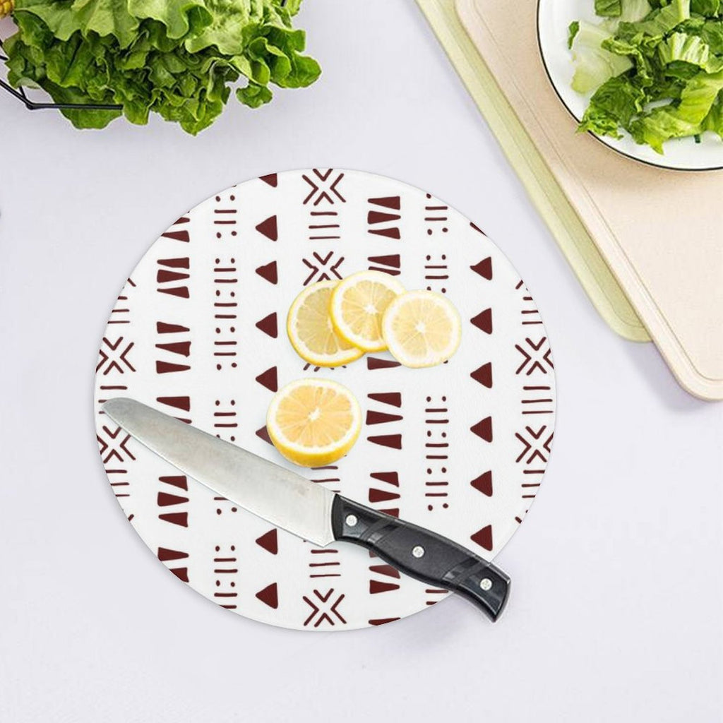 Mud Cloth Print Tempered Glass Cutting Board | African Print Chopping Board