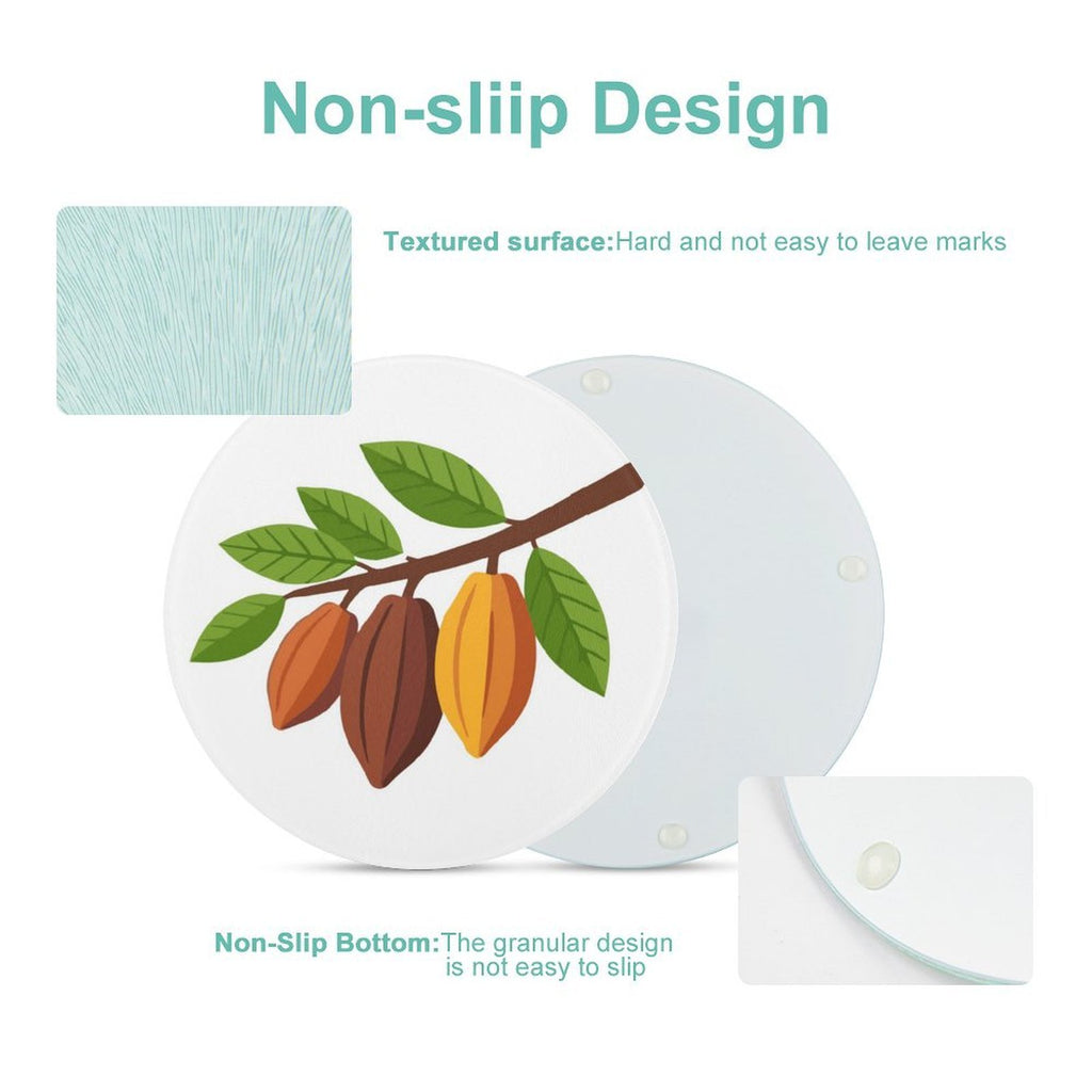 Nsoko Pods Round Chopping Block – Tempered Glass, 20 cm | UV Print, Scratch-Resistant, Hygienic & Portable
