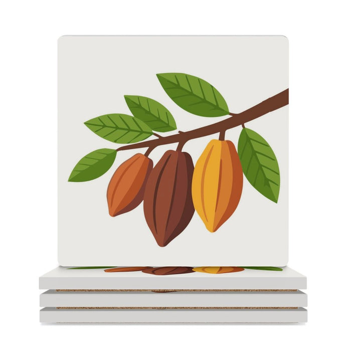 Nsoko Pods Ceramic Coasters – Set of 4 or 6 | Cork Backing, Non-Slip, UV Print, 9.4 cm Square (Progress & Growth Symbol)
