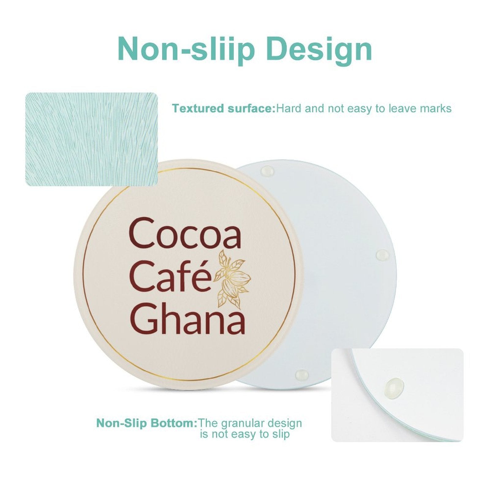 Cocoa Cafe Signature Collection – Tempered Glass Round Chopping Board | 20 cm, UV Print, Scratch-Resistant, Portable