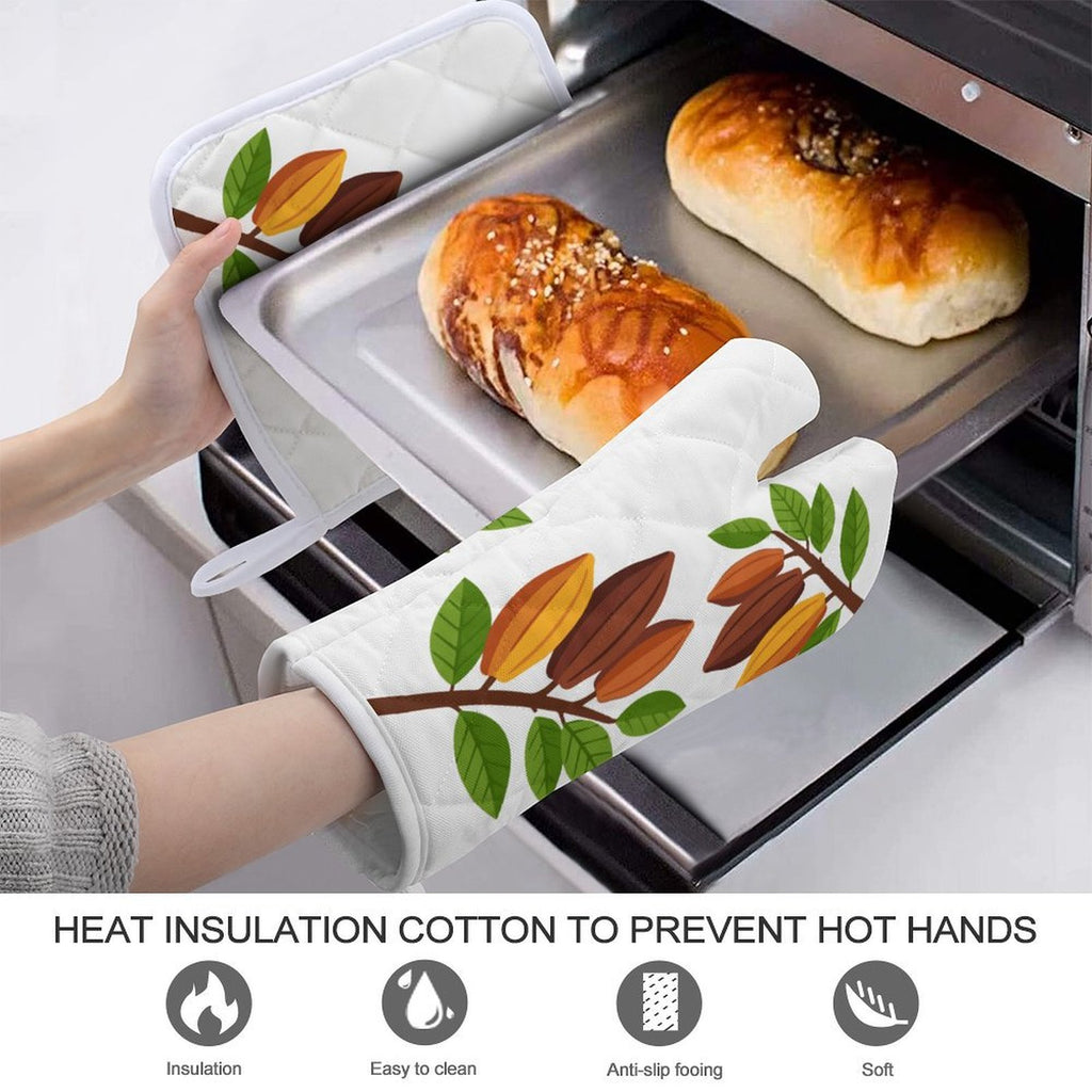 Nsoko Pods Oven Mitts & Pot Holder Set – Heat Insulation, Hanging Loop