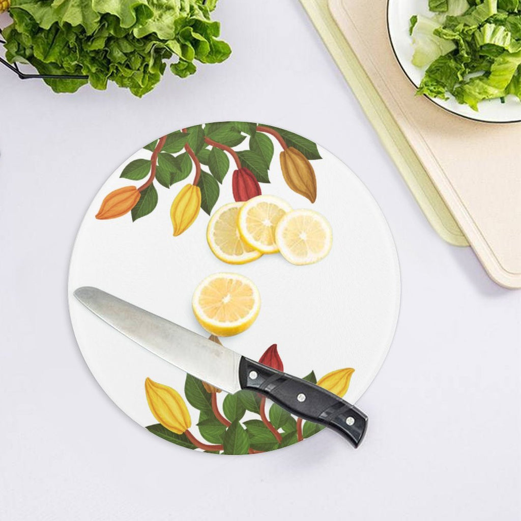 Nsoko Round Chopping Block – Tempered Glass, 20 cm | UV Print, Scratch-Resistant, Hygienic & Portable