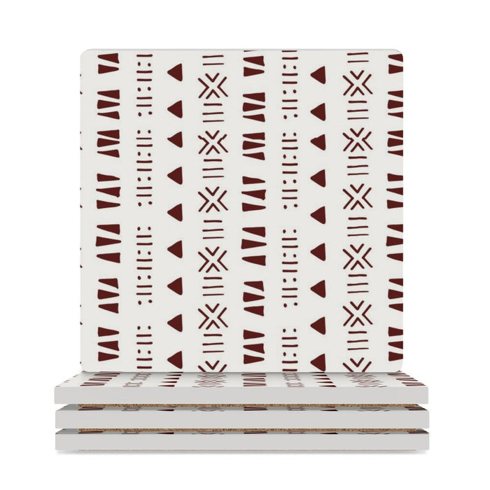 Mud Cloth Print Coasters| Square| | Set of 4 | African Ceramic Coasters