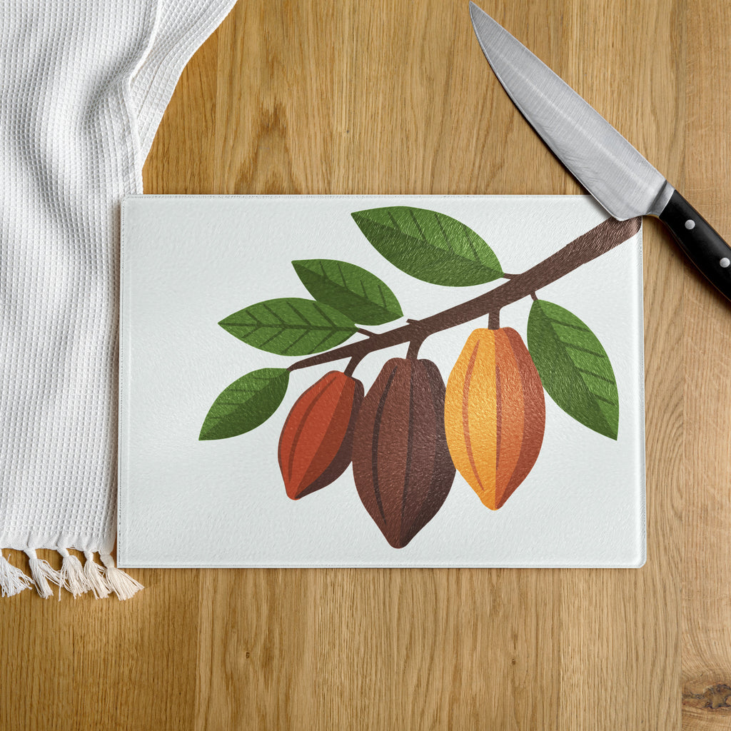 Nsoko Pods Cutting Board – Tempered Glass, 2 Sizes (8"x11" or 11"x15") | Scratch-Resistant, Non-Slip Rubber Dots, Vibrant Print