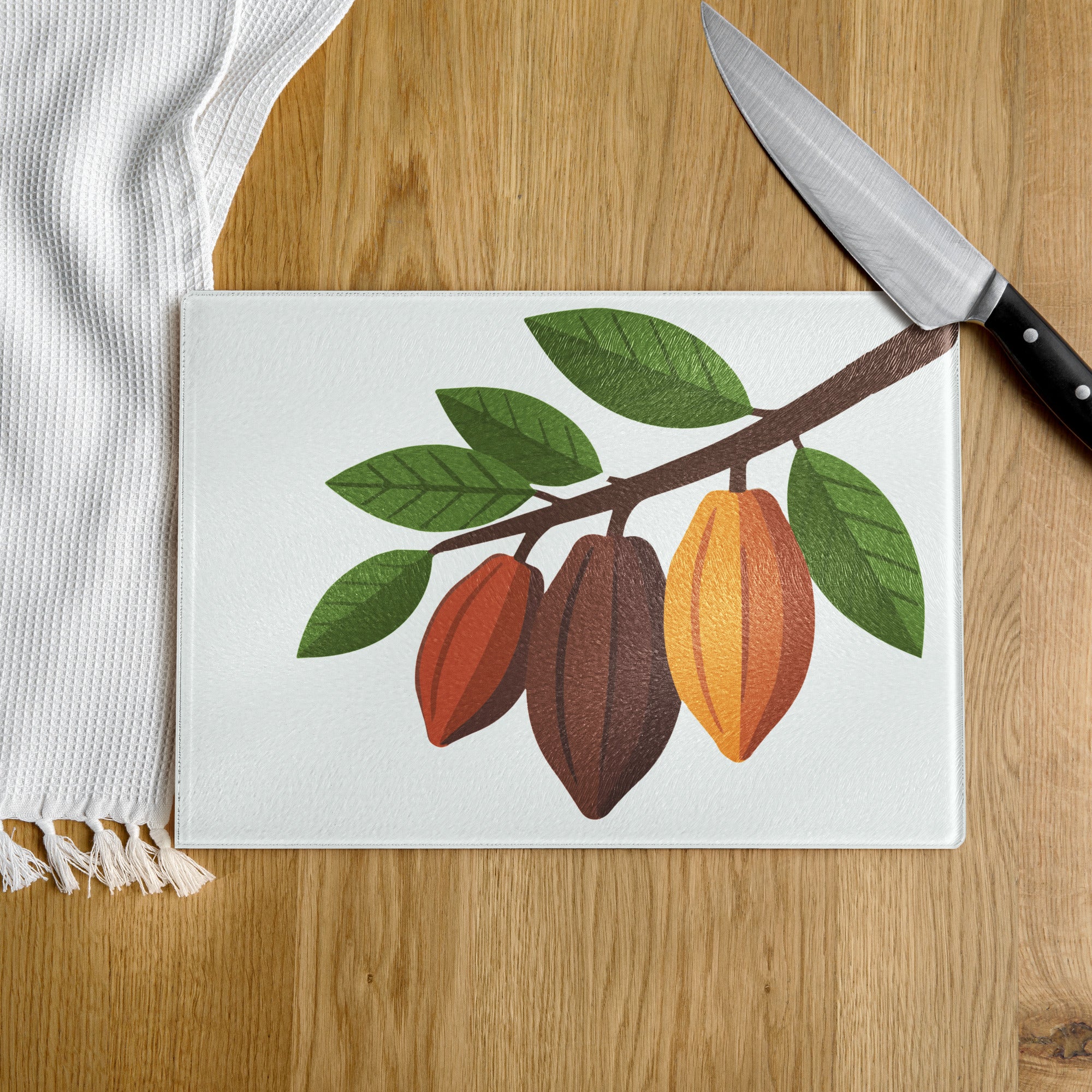 Nsoko Pods Cutting Board – Tempered Glass, 2 Sizes (8"x11" or 11"x15") | Scratch-Resistant, Non-Slip Rubber Dots, Vibrant Print