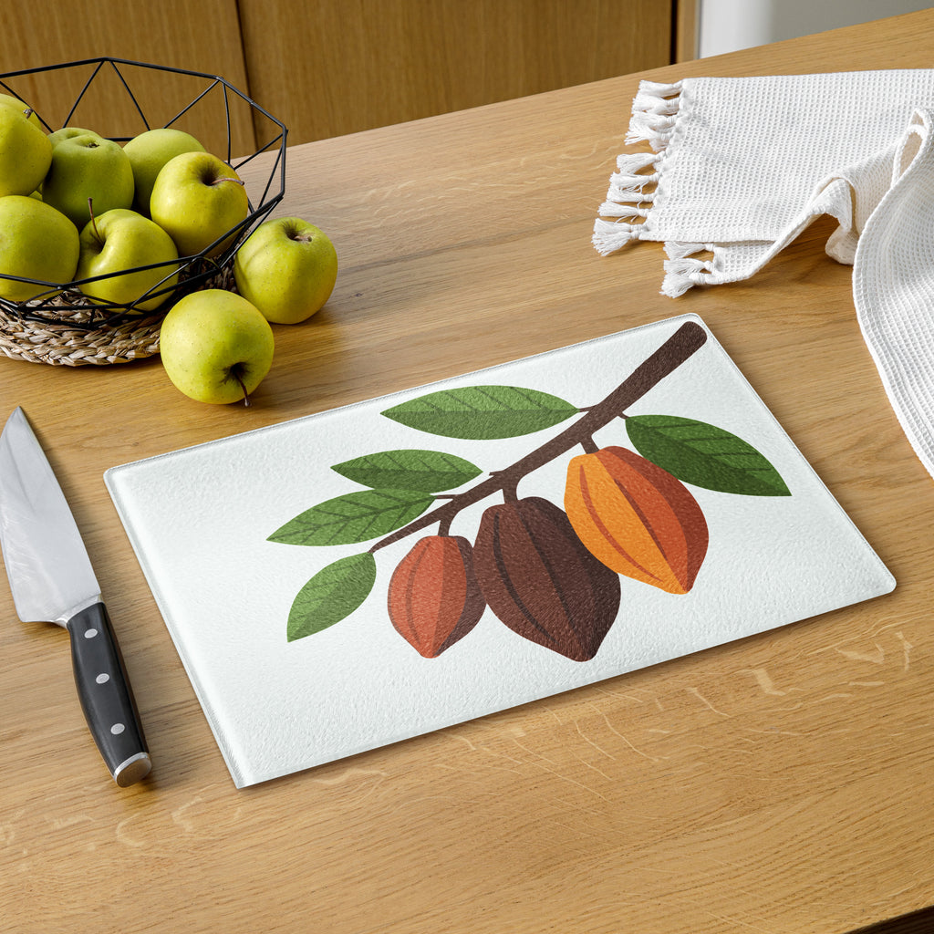 Nsoko Pods Cutting Board – Tempered Glass, 2 Sizes (8"x11" or 11"x15") | Scratch-Resistant, Non-Slip Rubber Dots, Vibrant Print