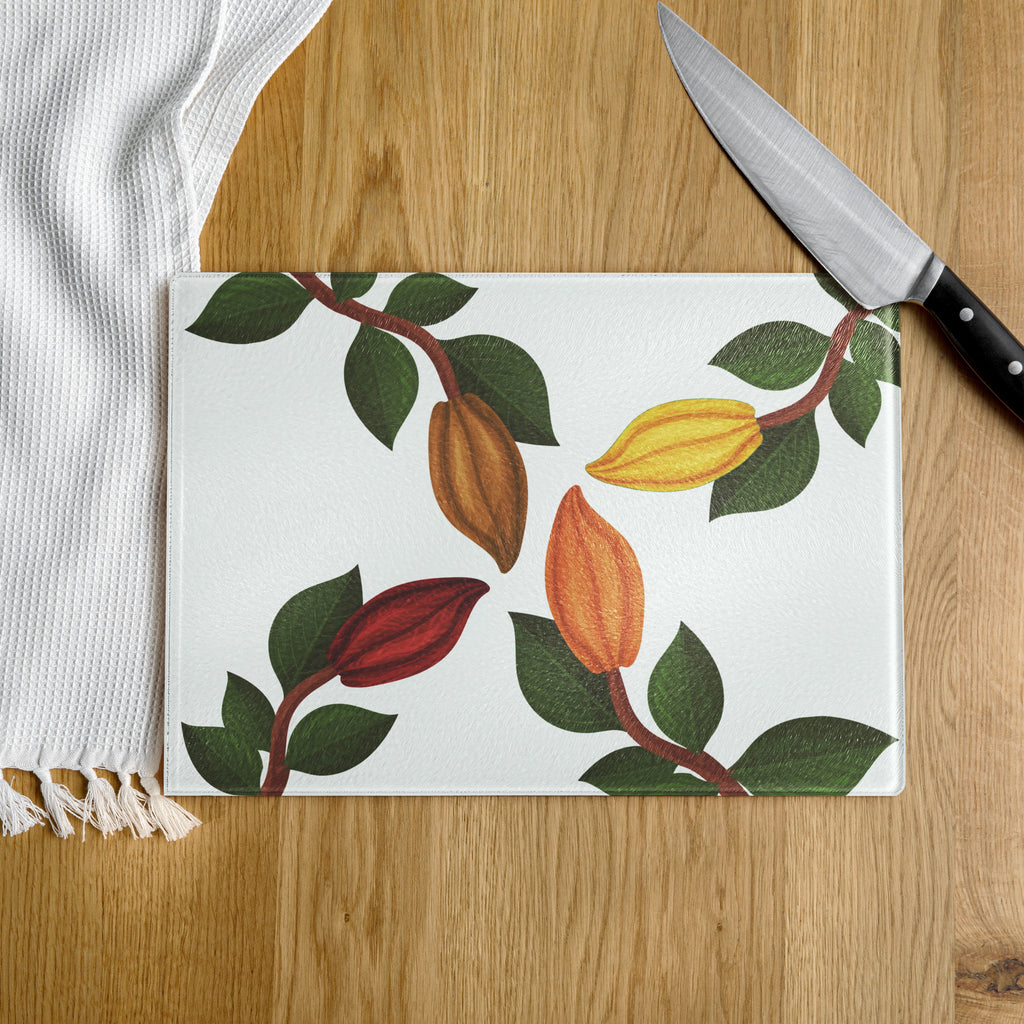 Nsoko Pods Cutting Board – Tempered Glass, 2 Sizes (8"x11" or 11"x15") | Scratch-Resistant, Non-Slip Rubber Dots, Vibrant Print