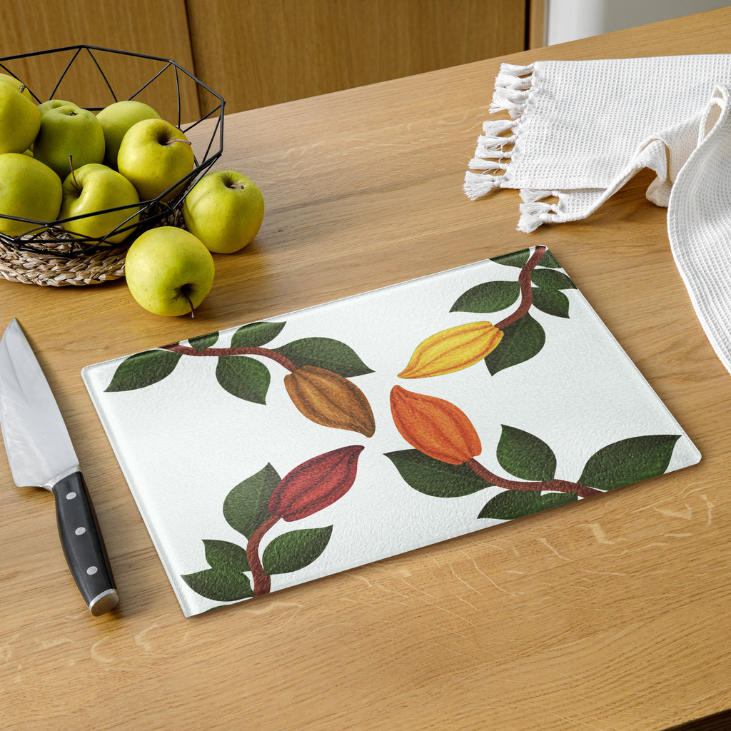 Nsoko Pods Cutting Board – Tempered Glass, 2 Sizes (8"x11" or 11"x15") | Scratch-Resistant, Non-Slip Rubber Dots, Vibrant Print