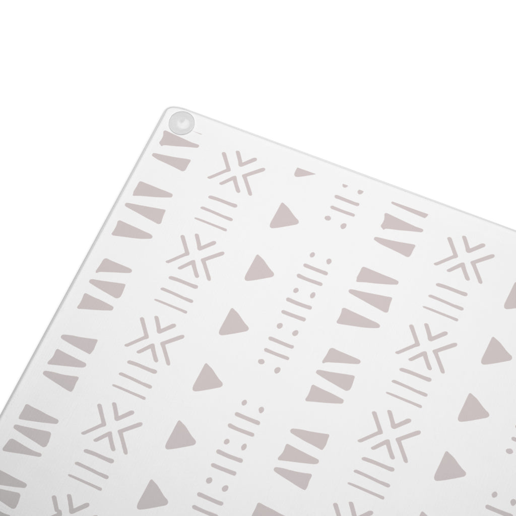Mud Cloth Print Glass Cutting Board – Tempered Glass, Scratch-Resistant, 2 Sizes (8"x11" or 11"x15") with Rubber Dots