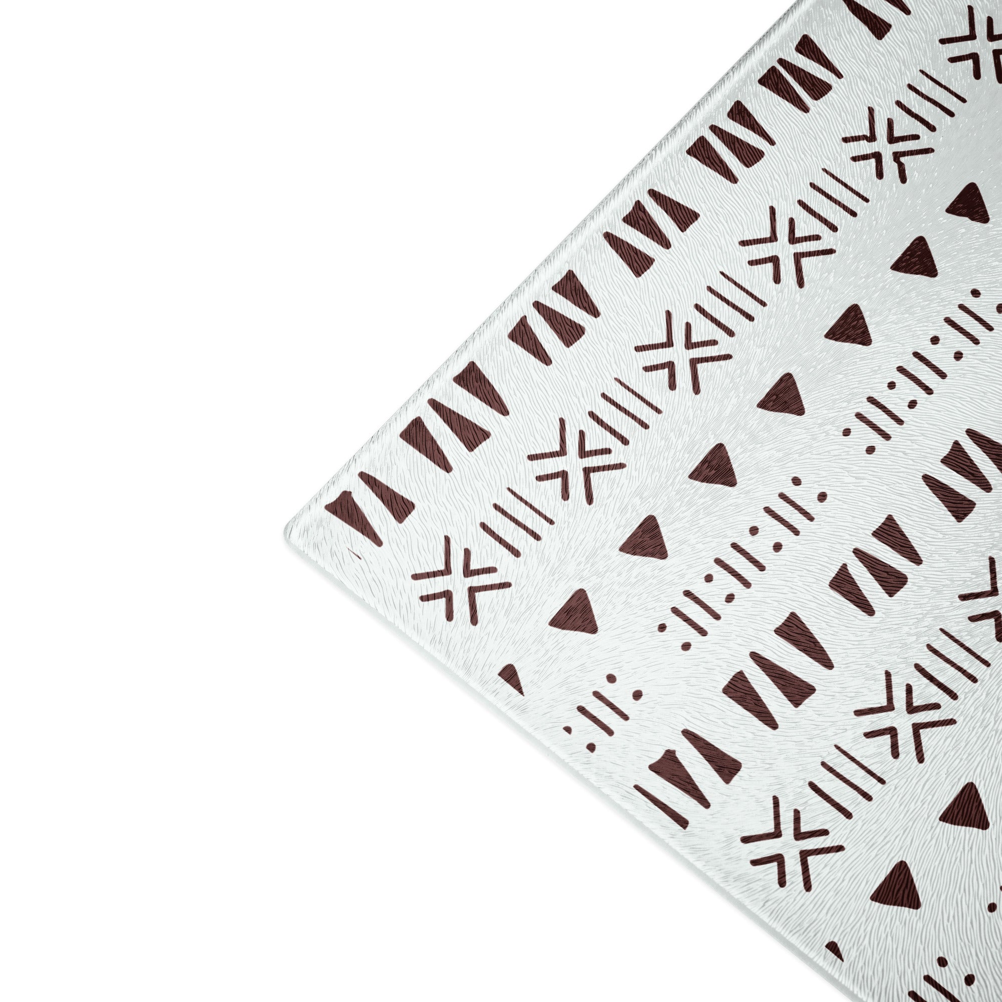 Mud Cloth Print Glass Cutting Board – Tempered Glass, Scratch-Resistant, 2 Sizes (8"x11" or 11"x15") with Rubber Dots