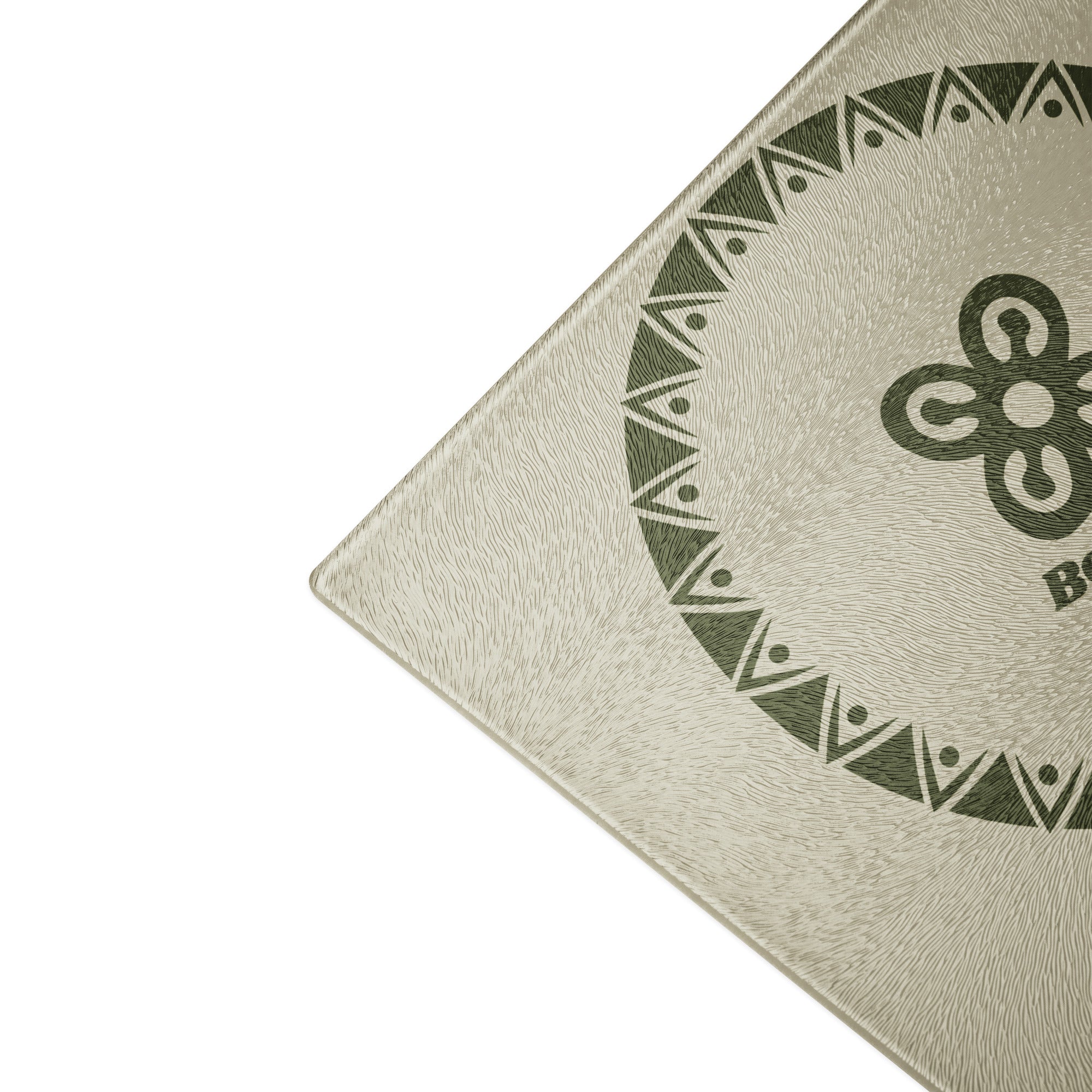 Bese Saka Cutting Board – Tempered Glass, 2 Sizes (8"x11" or 11"x15") | Scratch-Resistant, Non-Slip Rubber Dots, Adinkra Symbol