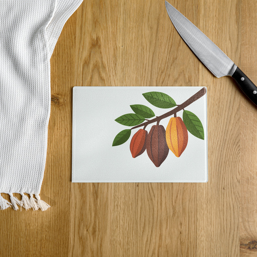 Nsoko Pods Cutting Board – Tempered Glass, 2 Sizes (8"x11" or 11"x15") | Scratch-Resistant, Non-Slip Rubber Dots, Vibrant Print