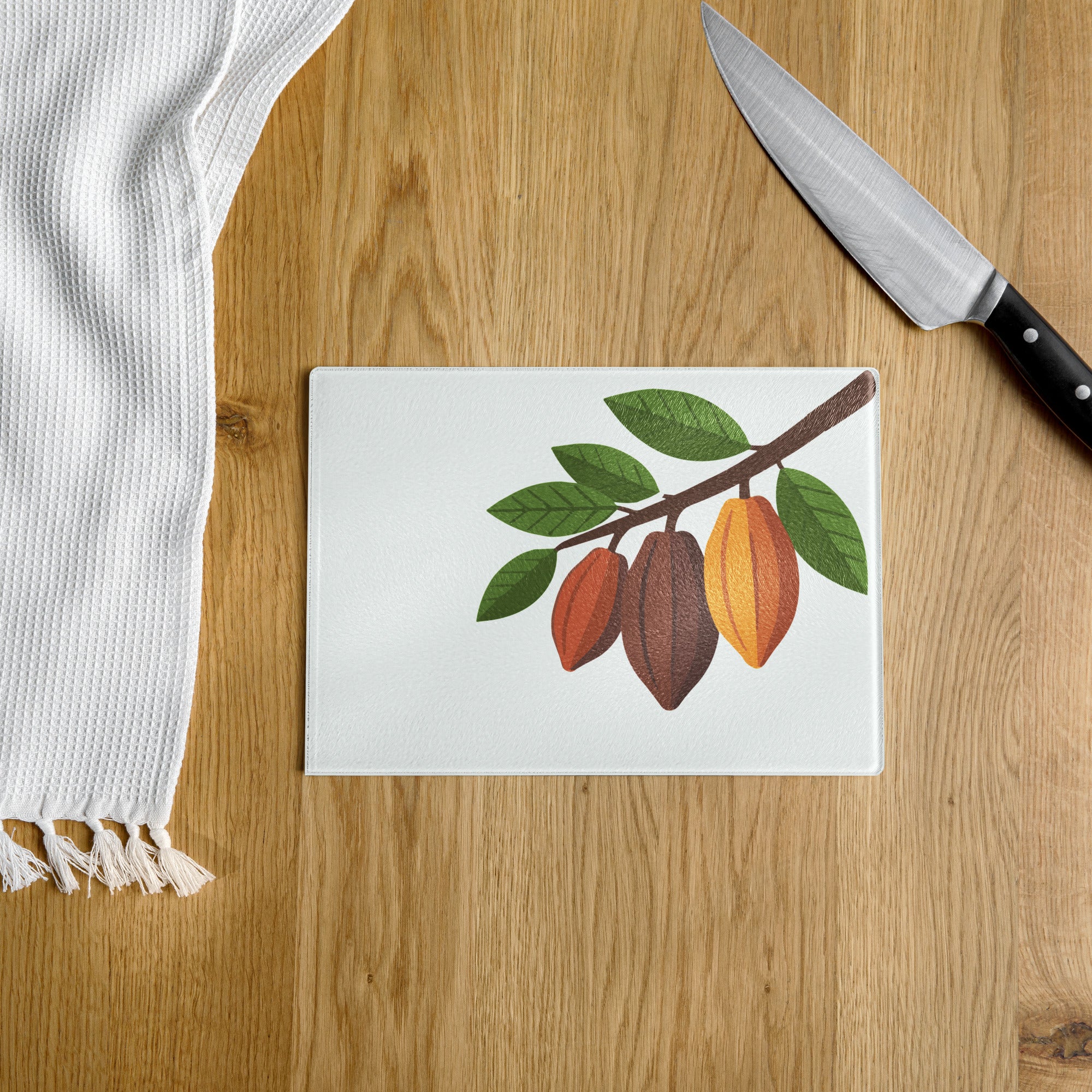 Nsoko Pods Cutting Board – Tempered Glass, 2 Sizes (8"x11" or 11"x15") | Scratch-Resistant, Non-Slip Rubber Dots, Vibrant Print