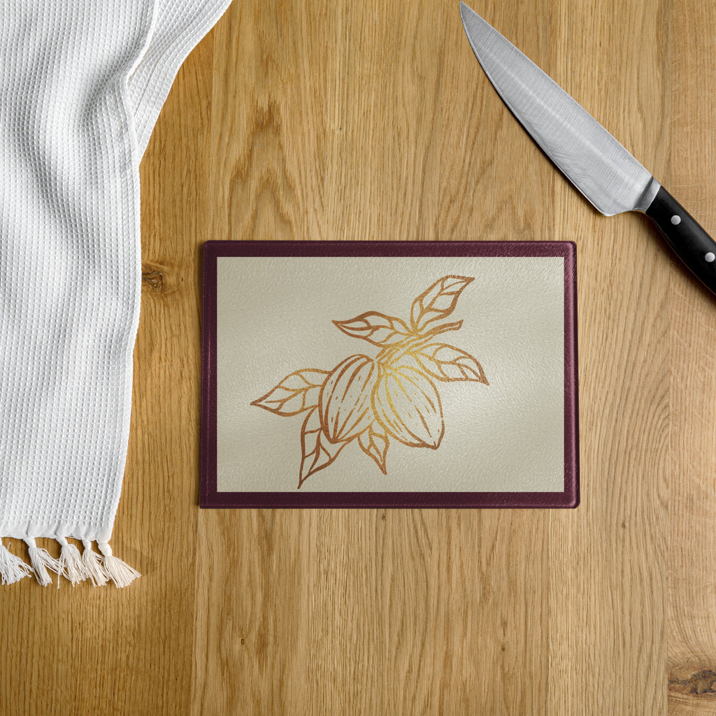 Cocoa Cafe Signature Collection Cutting Board – Tempered Glass, 2 Sizes (8"x11" or 11"x15") | Scratch-Resistant, Non-Slip, Supports Ghana Cocoa Academy
