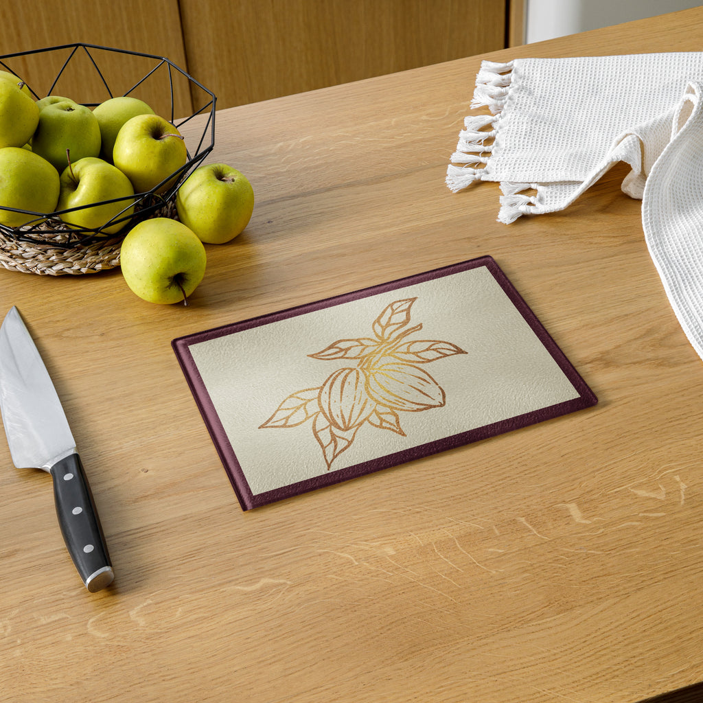Cocoa Cafe Signature Collection Cutting Board – Tempered Glass, 2 Sizes (8"x11" or 11"x15") | Scratch-Resistant, Non-Slip, Supports Ghana Cocoa Academy