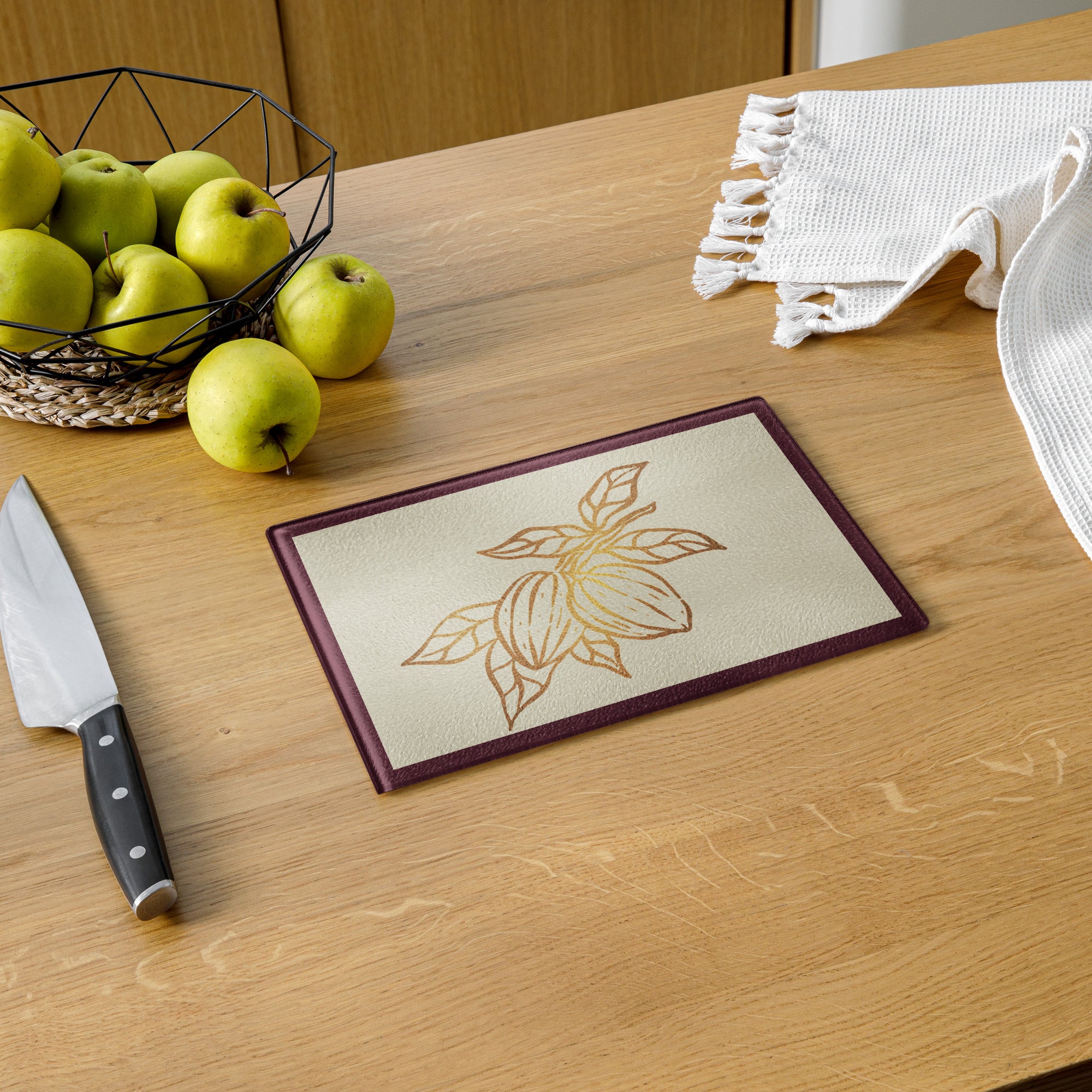 Cocoa Cafe Signature Collection Cutting Board – Tempered Glass, 2 Sizes (8"x11" or 11"x15") | Scratch-Resistant, Non-Slip, Supports Ghana Cocoa Academy