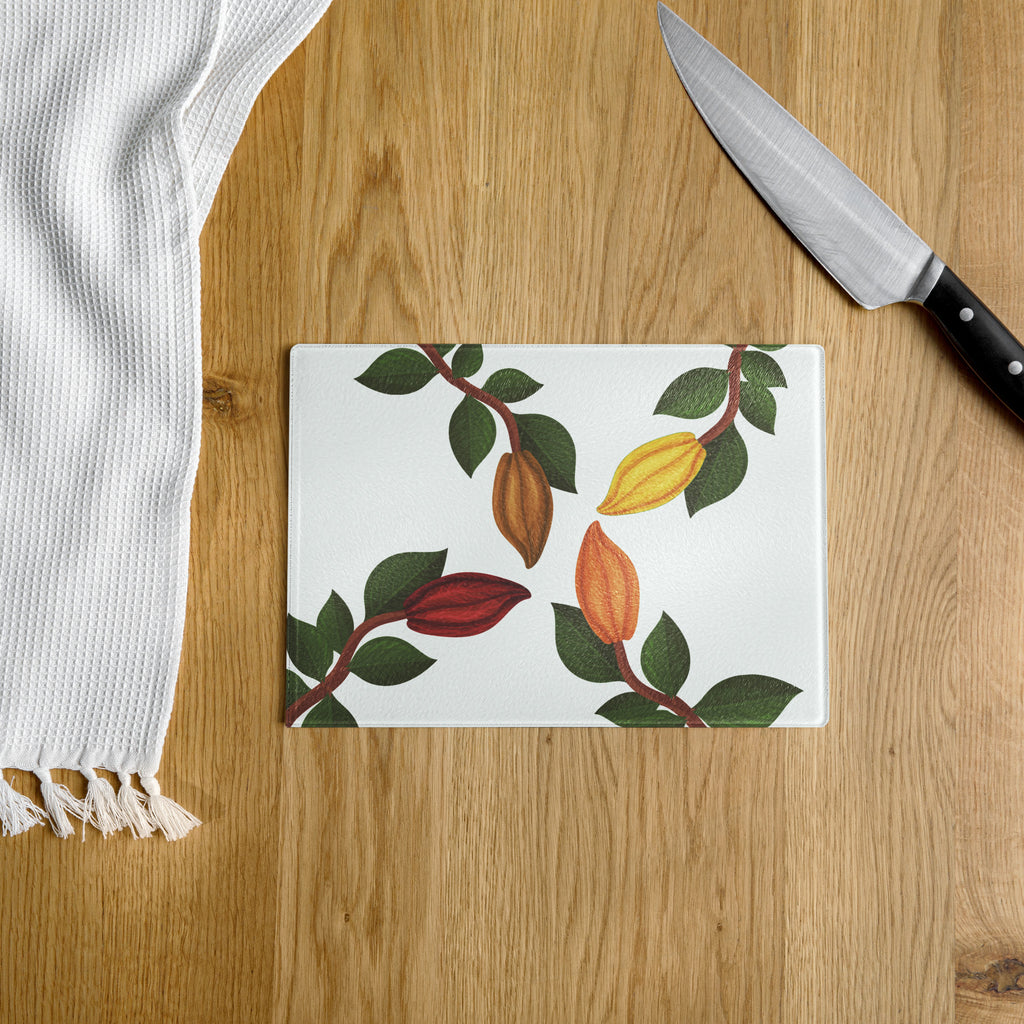 Nsoko Pods Cutting Board – Tempered Glass, 2 Sizes (8"x11" or 11"x15") | Scratch-Resistant, Non-Slip Rubber Dots, Vibrant Print