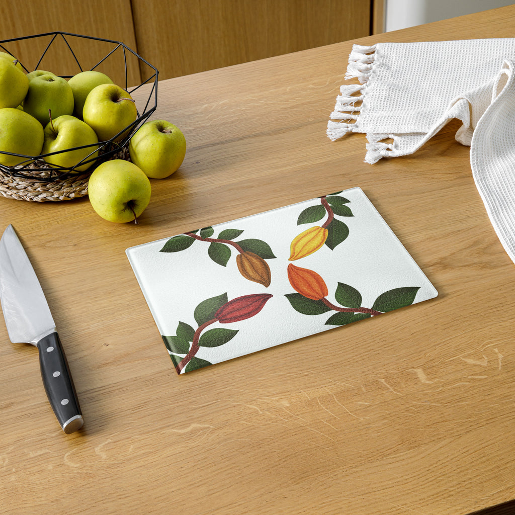Nsoko Pods Cutting Board – Tempered Glass, 2 Sizes (8"x11" or 11"x15") | Scratch-Resistant, Non-Slip Rubber Dots, Vibrant Print