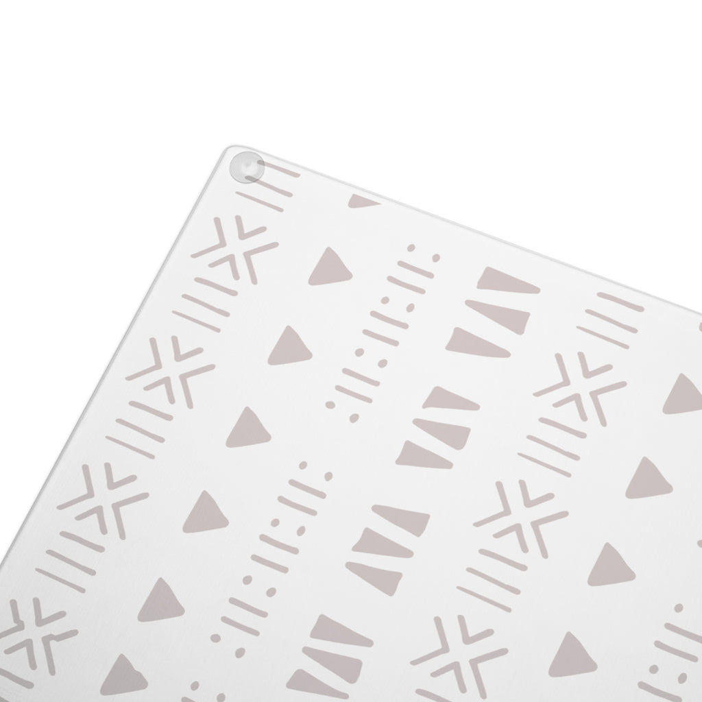 Mud Cloth Print Glass Cutting Board – Tempered Glass, Scratch-Resistant, 2 Sizes (8"x11" or 11"x15") with Rubber Dots