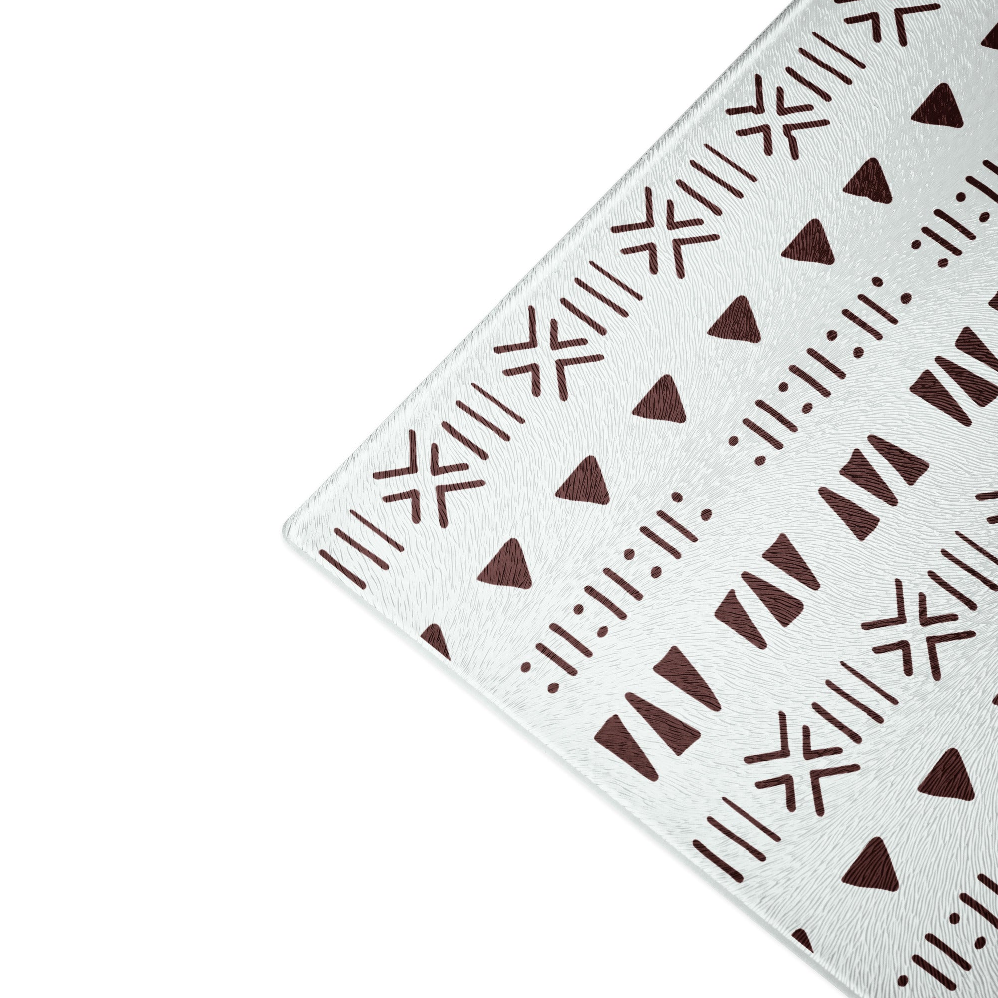 Mud Cloth Print Glass Cutting Board – Tempered Glass, Scratch-Resistant, 2 Sizes (8"x11" or 11"x15") with Rubber Dots