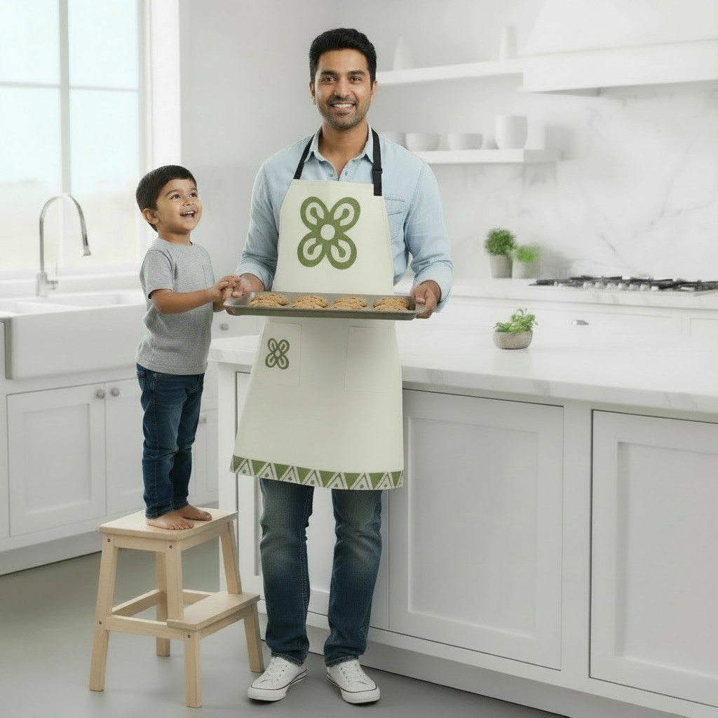 Bese Saka Apron – All-Over Print | Adjustable Unisex, 2 Pockets, 28.33"x32.48", Machine Washable (Abundance Symbol)