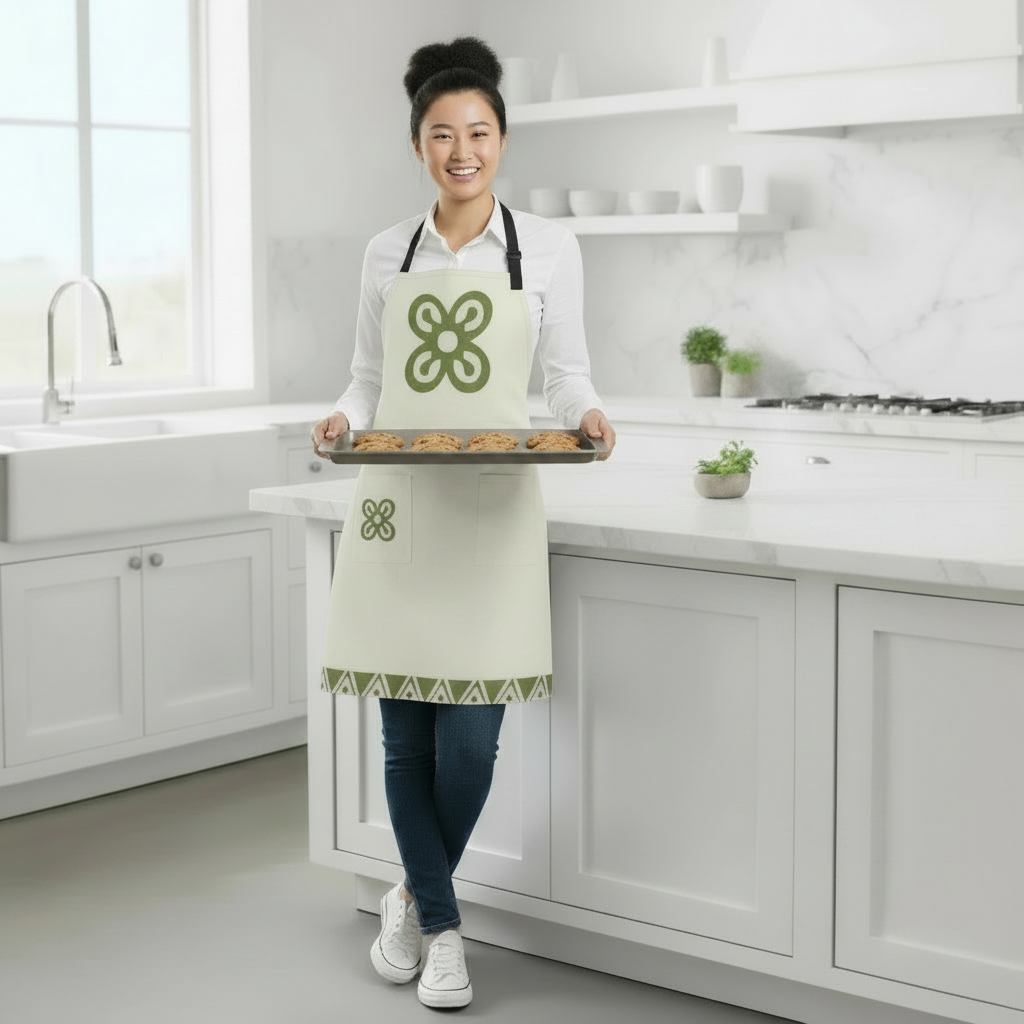 Bese Saka Apron – All-Over Print | Adjustable Unisex, 2 Pockets, 28.33"x32.48", Machine Washable (Abundance Symbol)