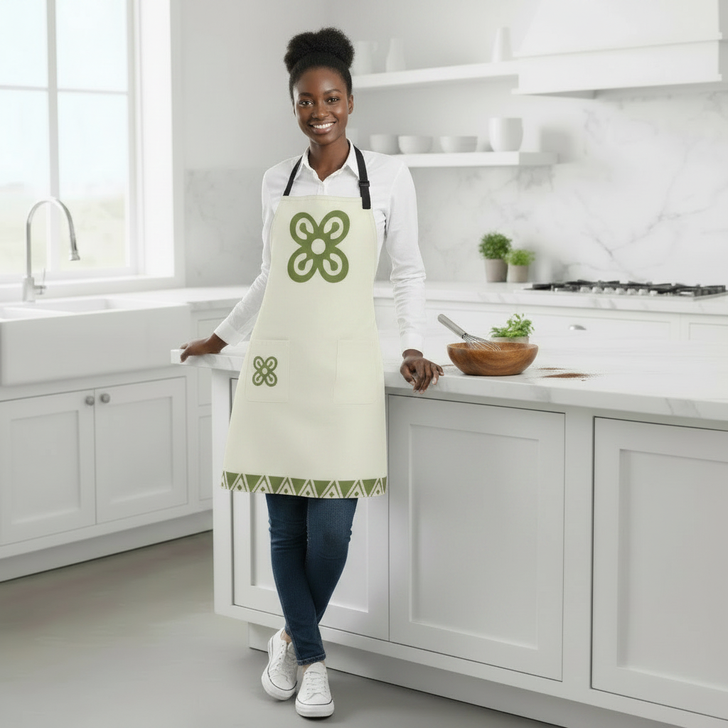 Bese Saka Apron – All-Over Print | Adjustable Unisex, 2 Pockets, 28.33"x32.48", Machine Washable (Abundance Symbol)