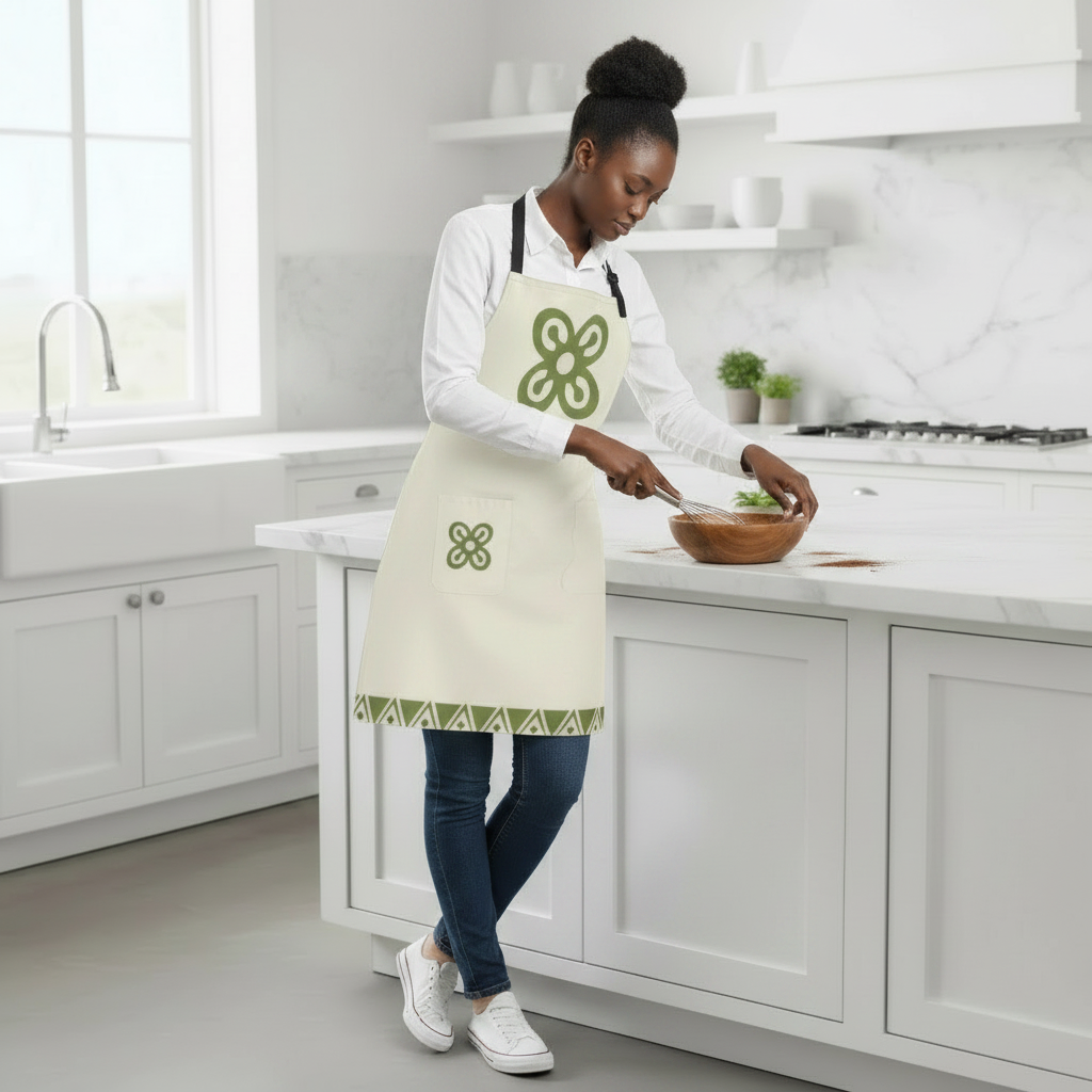 Bese Saka Apron – All-Over Print | Adjustable Unisex, 2 Pockets, 28.33"x32.48", Machine Washable (Abundance Symbol)