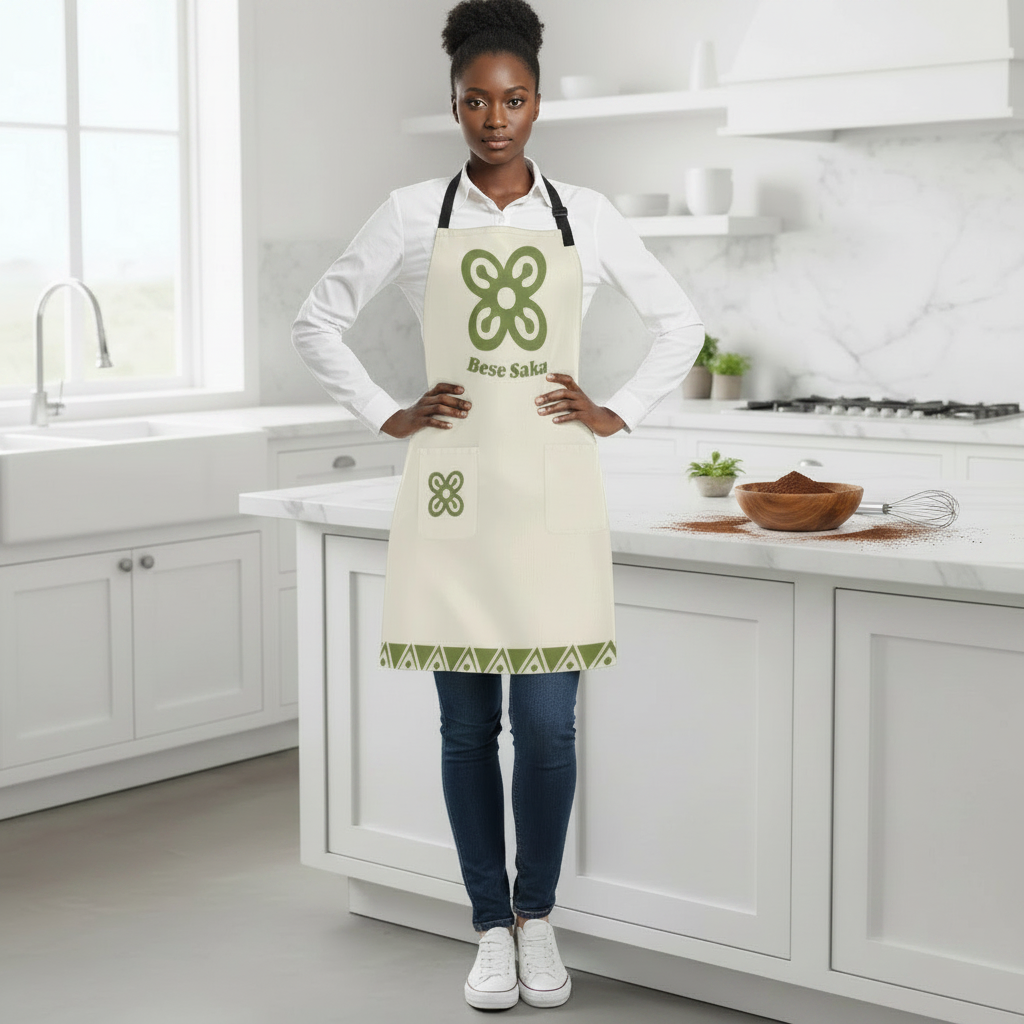 Bese Saka Apron – All-Over Print | Adjustable Unisex, 2 Pockets, 28.33"x32.48", Machine Washable (Abundance Symbol)