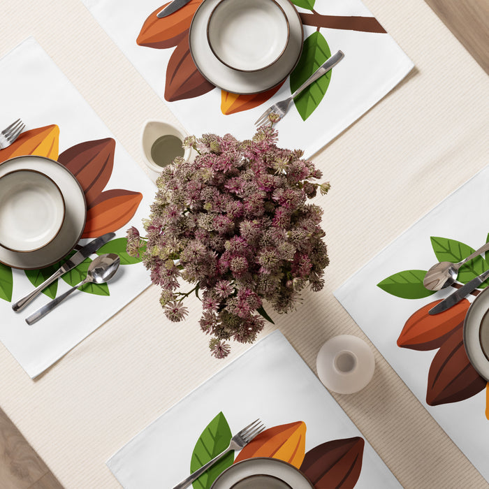 Nsoko Pods Placemats – Set of 4 | Water-Resistant Polyester Broadcloth, 18"x14", Unique Patterns Each, Customizable Front