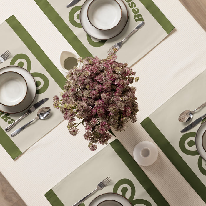 Bese Saka Placemats – Set of 4 | Water-Resistant Polyester Broadcloth, 18"x14", Unique Patterns Each, Customizable Front